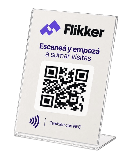 Soporte real de Flikker con QR y NFC